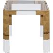 Home Square Squared Glass Top End Table in Gold - Set of 2
