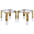 Home Square Squared Glass Top End Table in Gold - Set of 2