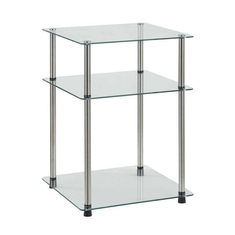 Home Square Designs2Go Three-Tier End Table in Clear Glass - Set of 2