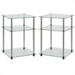 Home Square Designs2Go Three-Tier End Table in Clear Glass - Set of 2