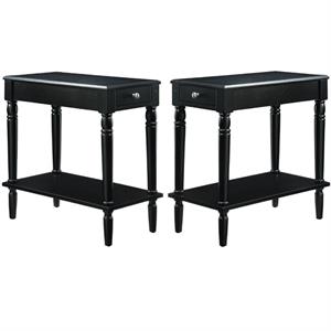 home square french country end table in black wood finish - set of 2