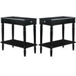 Home Square French Country End Table in Black Wood Finish - Set of 2