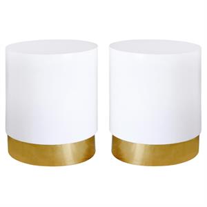 Home Square Lacquer Metal End Table with Durable Gold Base - Set of 2