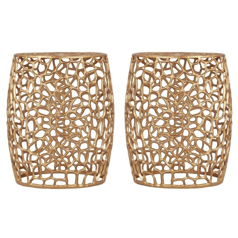 Home Square Furniture Solid Gold Aluminum End Table - Set of 2