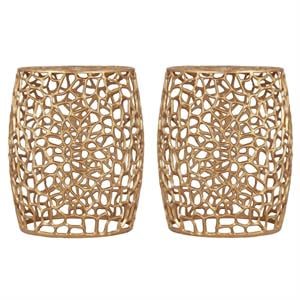Home Square Furniture Solid Gold Aluminum End Table - Set of 2