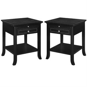Home Square American Heritage Logan End Table in Black Wood Finish - Set of 2