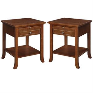 Home Square Logan End Table in Espresso Wood Finish - Set of 2