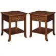 Home Square Logan End Table in Espresso Wood Finish - Set of 2