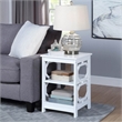 Home Square Omega Square End Table in White Wood Finish - Set of 2