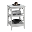 Home Square Omega Square End Table in White Wood Finish - Set of 2