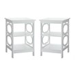 Home Square Omega Square End Table in White Wood Finish - Set of 2