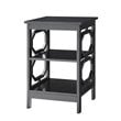 Home Square Omega Square End Table in Black Wood Finish - Set of 2