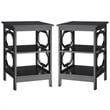 Home Square Omega Square End Table in Black Wood Finish - Set of 2