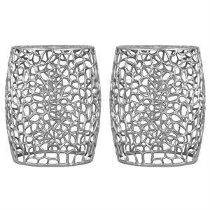 Home Square Solid Chrome Aluminum End Table - Set of 2