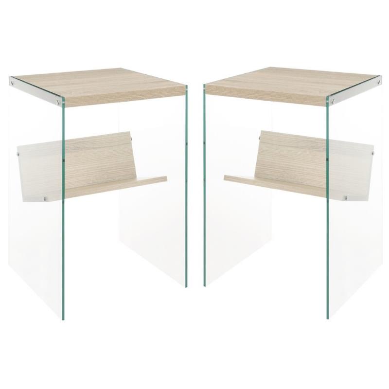 Home Square Soho End Table in Weathered White Wood Finish - Set of 2