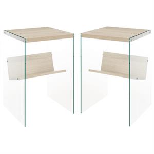 home square soho end table in weathered white wood finish - set of 2