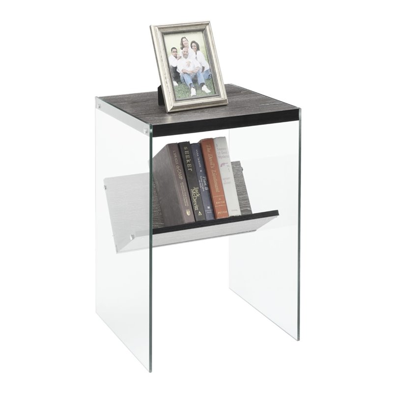 Home Square Soho End Table in Weathered Gray Wood Finish - Set of 2