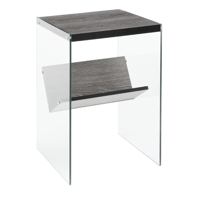 Home Square Soho End Table in Weathered Gray Wood Finish - Set of 2
