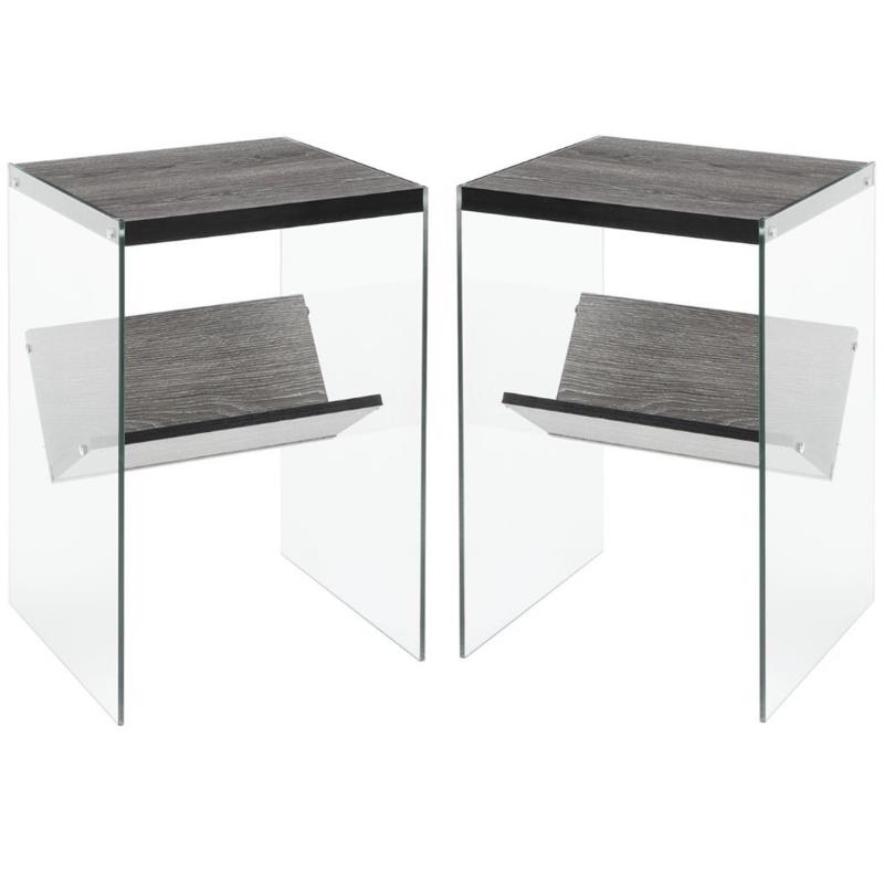 Home Square Soho End Table in Weathered Gray Wood Finish - Set of 2