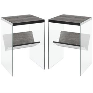Home Square Soho End Table in Weathered Gray Wood Finish - Set of 2