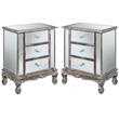 Home Square 3-Drawer Mirrored End Table in Weathered White Wood - Set of 2