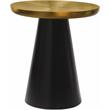 Home Square Brushed Gold Metal End Table with Matte Black Base - Set of 2