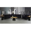 Home Square Brushed Gold Metal End Table with Matte Black Base - Set of 2
