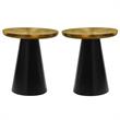 Home Square Brushed Gold Metal End Table with Matte Black Base - Set of 2