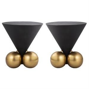 Home Square Cement Textured Top End Table - Set of 2