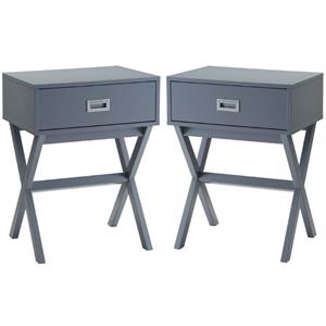 Home Square Designs2Go Landon End Table in Gray Wood Finish - Set of 2