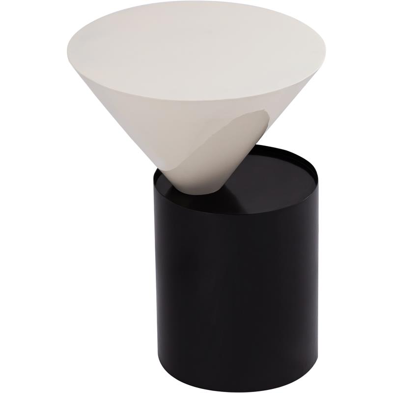 Home Square Metal Top End Table with Matte Black Metal Base - Set of 2