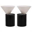 Home Square Metal Top End Table with Matte Black Metal Base - Set of 2