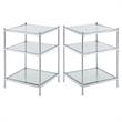 Home Square Royal Crest End Table in Clear Glass With Chrome Frame - Set of 2