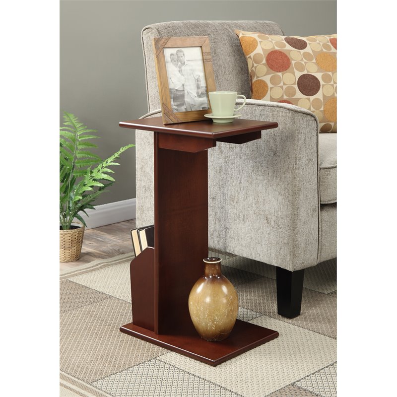 Home Square End Table in Espresso Mahogany Wood Finish - Set of 2