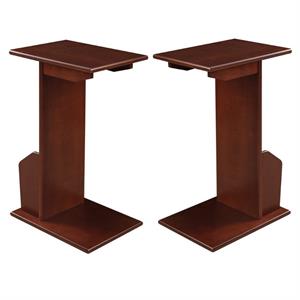 Home Square End Table in Espresso Mahogany Wood Finish - Set of 2