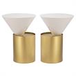 Home Square Metal Top End Table with Brushed Brass Metal Base - Set of 2