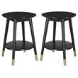 Home Square Wilson Mid-Century Round End Table in Black Wood Finish - Set of 2