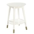 Home Square Wilson Mid Century Round End Table in White Wood Finish - Set of 2