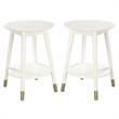 Home Square Wilson Mid Century Round End Table in White Wood Finish - Set of 2