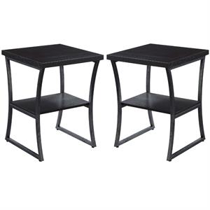 Home Square X-Calibur End Table in Espresso Wood Finish - Set of 2