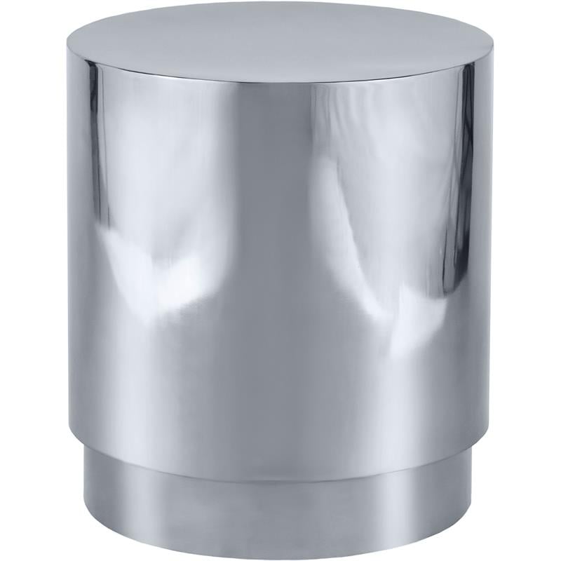 Home Square Chrome Stainless Steel Drum End Table - Set of 2