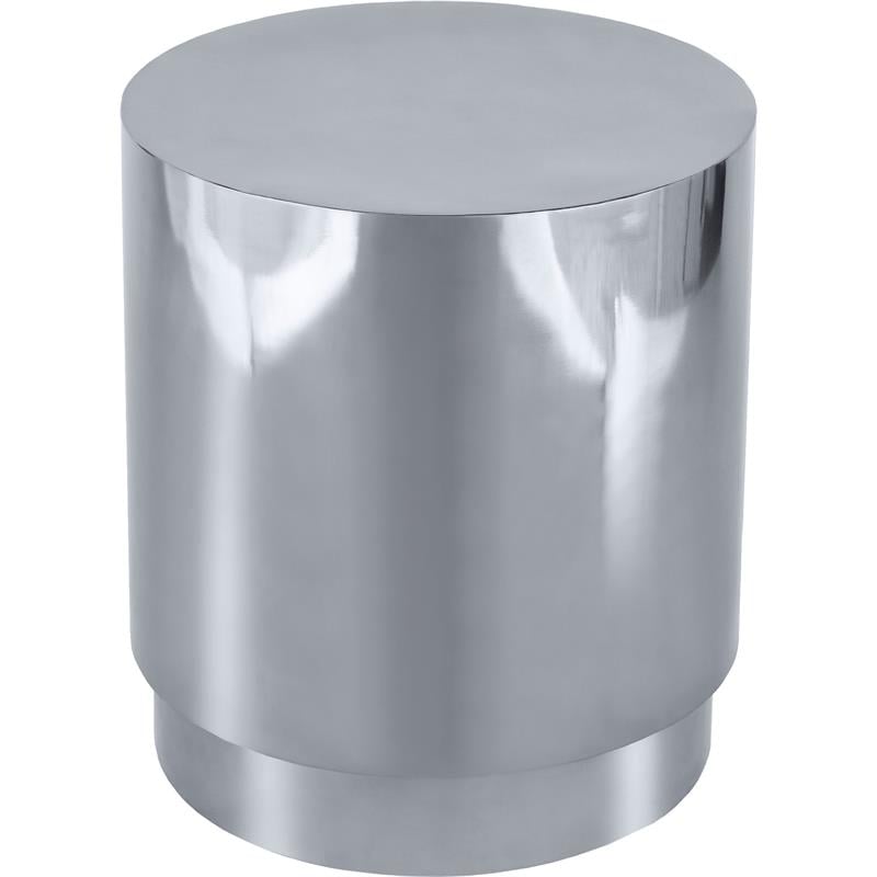 Home Square Chrome Stainless Steel Drum End Table - Set of 2