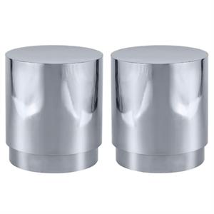 home square jazzy chrome stainless steel drum end table - set of 2
