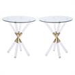Home Square Acrylic and Gold Metal Glass Top End Table - Set of 2