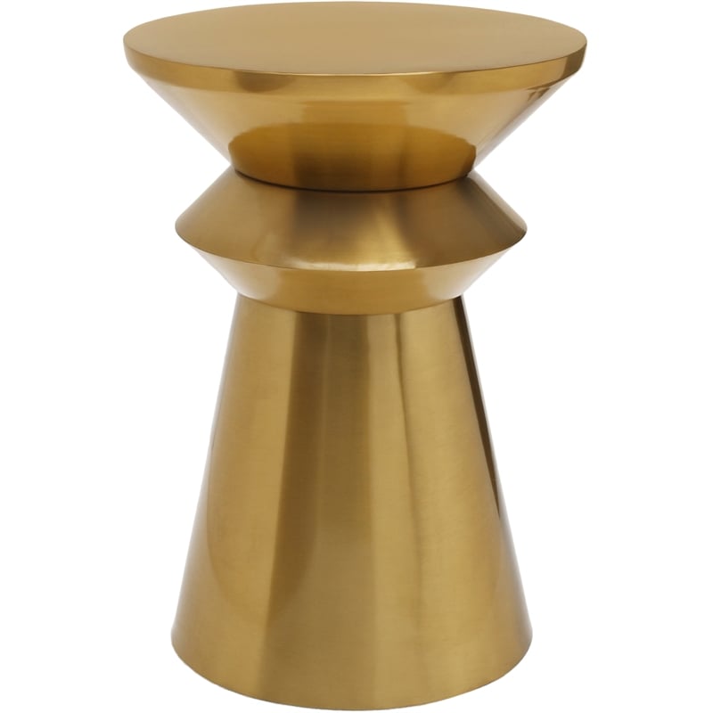Home Square Rich Gold Brushed Metal End Table - Set of 2