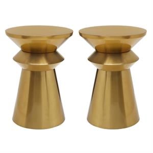 home square rich gold brushed metal end table - set of 2