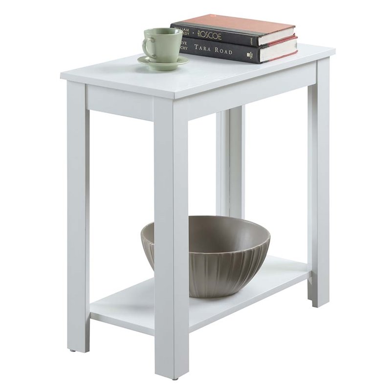 Home Square Designs2Go Baja Chairside End Table in White Wood Finish - Set of 2