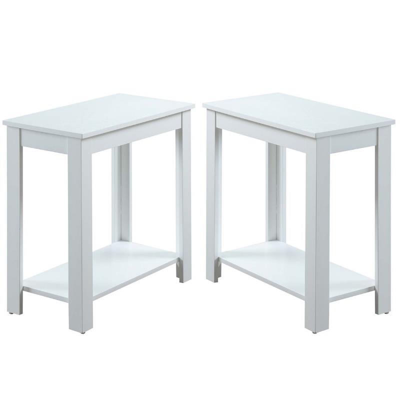 Home Square Designs2Go Baja Chairside End Table in White Wood Finish - Set of 2