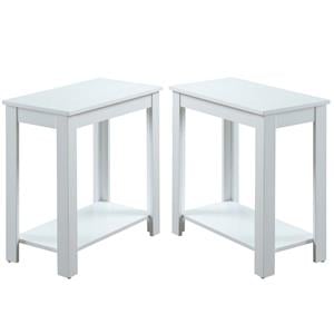 Home Square Designs2Go Baja Chairside End Table in White Wood Finish - Set of 2