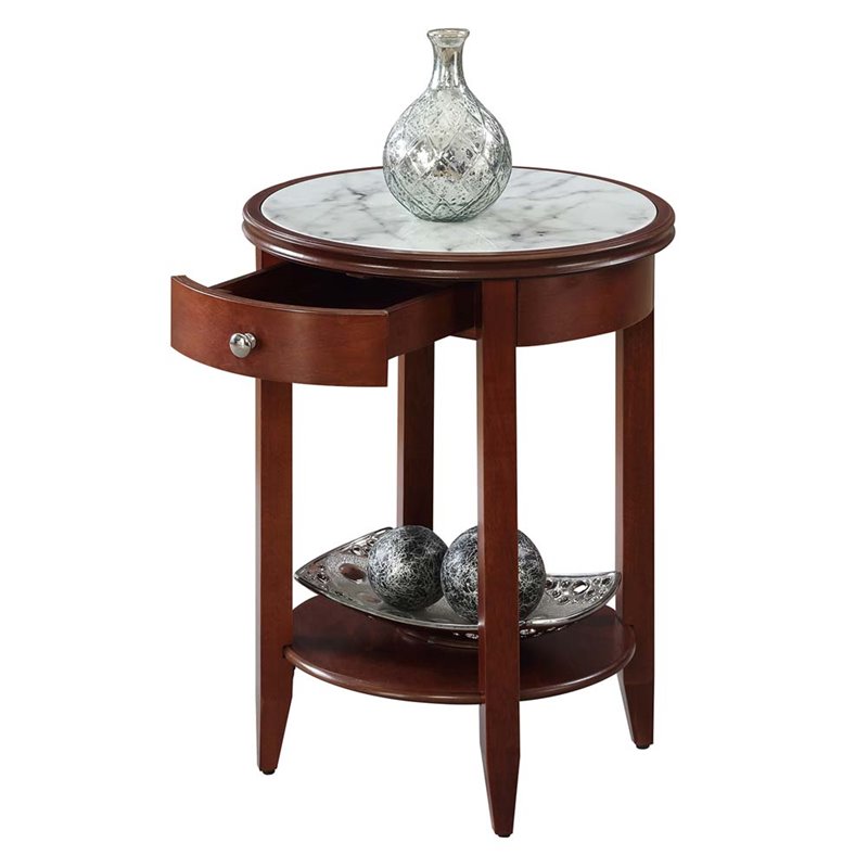 Home Square Baldwin End Table in Mahogany Wood Finish - Set of 2